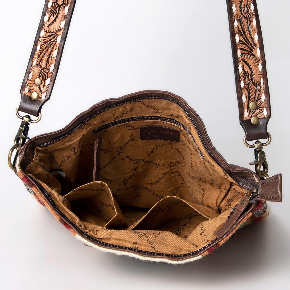 American Darling Large Crossbody Hand Tooled Saddle Blanket Genuine Leather Western Women Bag Handbag Purse | for Cute
