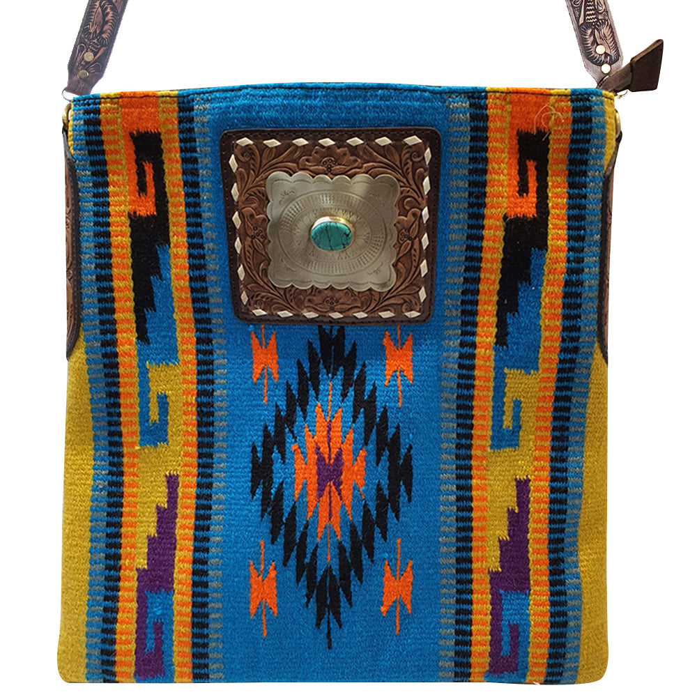 American Darling Large Crossbody Hand Tooled Saddle Blanket Genuine Leather Western Women Bag Handbag Purse | for Cute