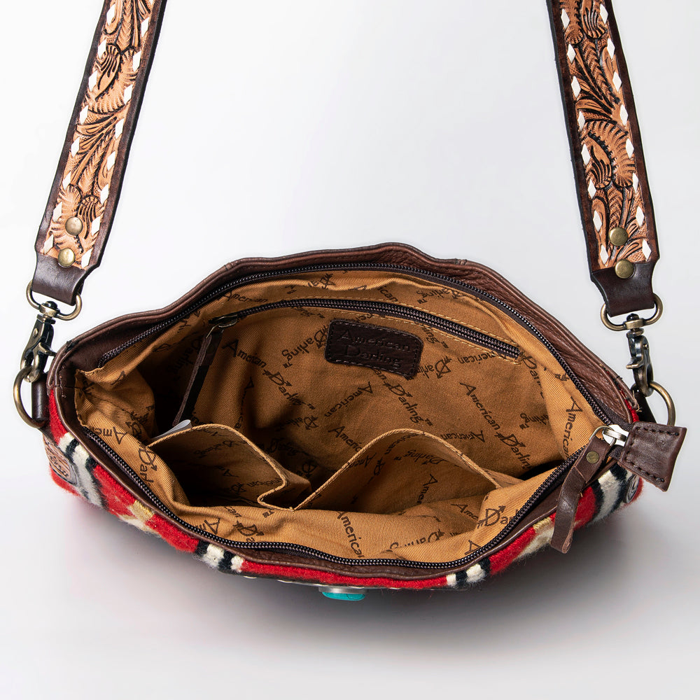 American Darling Large Crossbody Hand Tooled Saddle Blanket Genuine Leather Western Women Bag Handbag Purse | for Cute