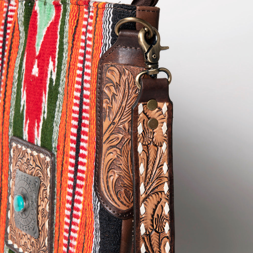 American Darling Large Crossbody Hand Tooled Saddle Blanket Genuine Leather Western Women Bag Handbag Purse | for Cute