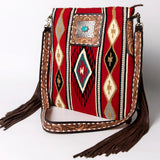 American Darling Large Crossbody Saddle Blanket Fabric Genuine Leather Western Women Bag Handbag Purse | Cute