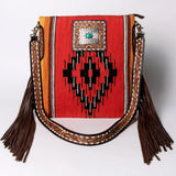 American Darling Large Crossbody Saddle Blanket Fabric Genuine Leather Western Women Bag Handbag Purse | Cute
