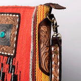 American Darling Large Crossbody Saddle Blanket Fabric Genuine Leather Western Women Bag Handbag Purse | Cute