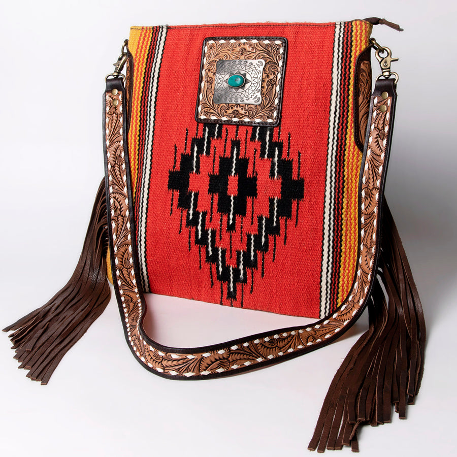American Darling Large Cross body Bag Hand-Woven Saddle Blanket Leather - Uhorse