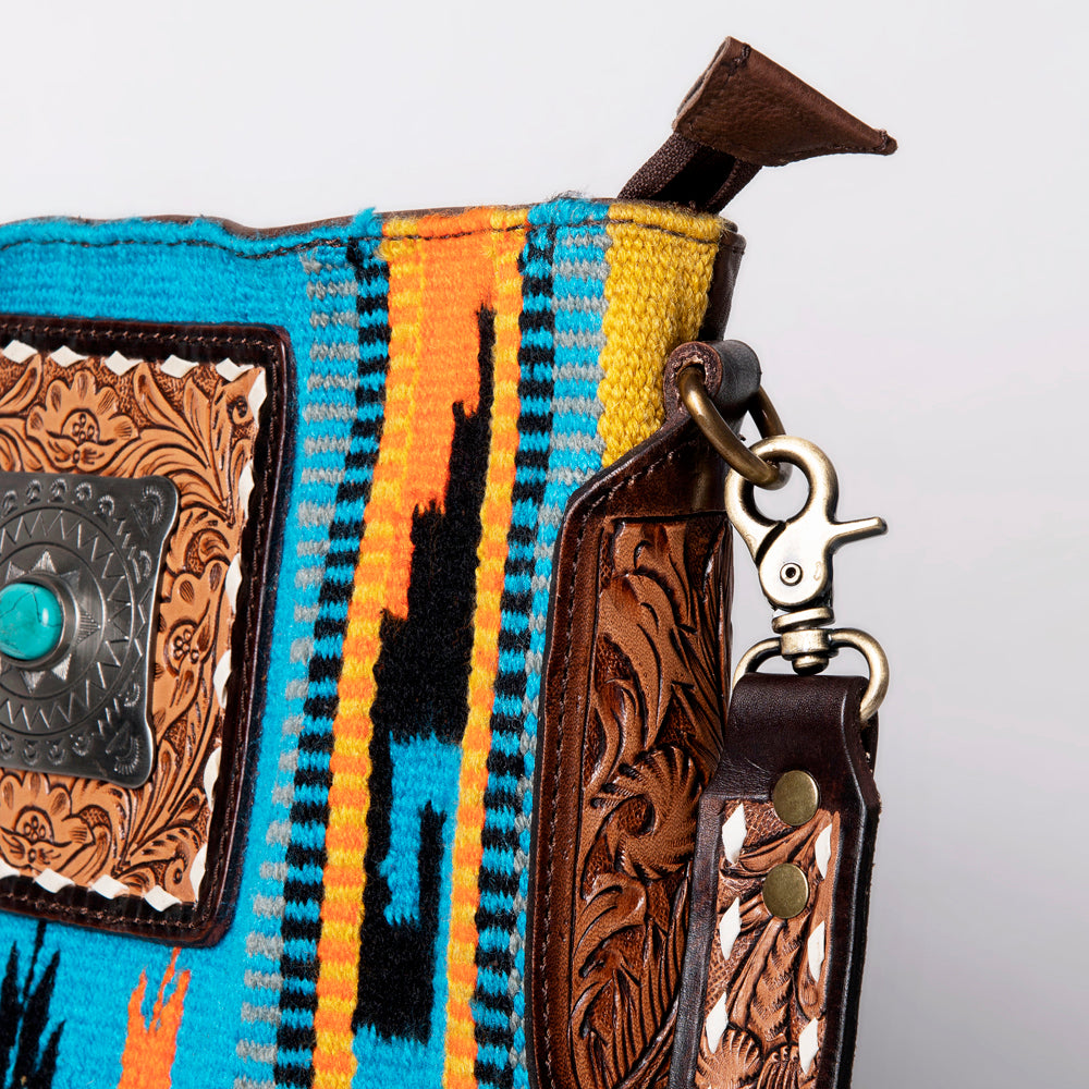 American Darling Large Crossbody Saddle Blanket Fabric Genuine Leather Western Women Bag Handbag Purse | Cute