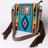 American Darling Large Crossbody Saddle Blanket Fabric Genuine Leather Western Women Bag Handbag Purse | Cute