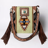 American Darling Large Crossbody Saddle Blanket Fabric Genuine Leather Western Women Bag Handbag Purse | Cute