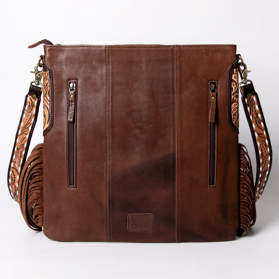 American Darling Large Cross body Bag Hand-Woven Saddle Blanket Vegetable-Tanned Genuine Leather Fringes Turquoise Concho