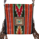 American Darling Large Crossbody Saddle Blanket Fabric Genuine Leather Western Women Bag Handbag Purse | Cute