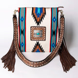 American Darling Large Crossbody Saddle Blanket Fabric Genuine Leather Western Women Bag Handbag Purse | Cute