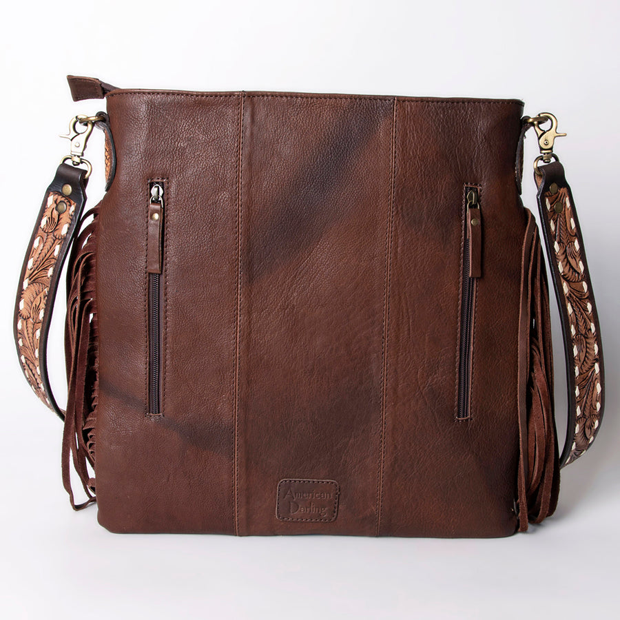American Darling Large Cross body Bag Hand-Woven Saddle Blanket Vegetable-Tanned Genuine Leather Fringes Turquoise Concho