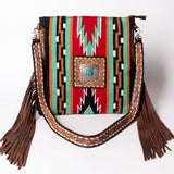 American Darling Large Crossbody Saddle Blanket Fabric Genuine Leather Western Women Bag Handbag Purse | Cute