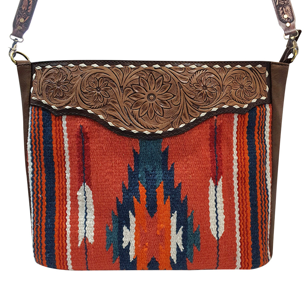 American Darling Messenger Hand Tooled Saddle Blanket Genuine Leather Women Bag Western Handbag Purse | Cute