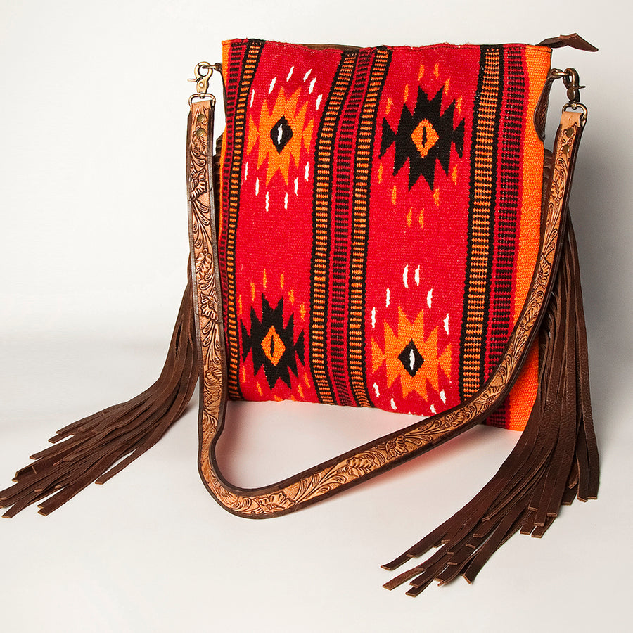 American Darling Large Cross body Bag Hand Woven Saddle Blanket Leather - Uhorse