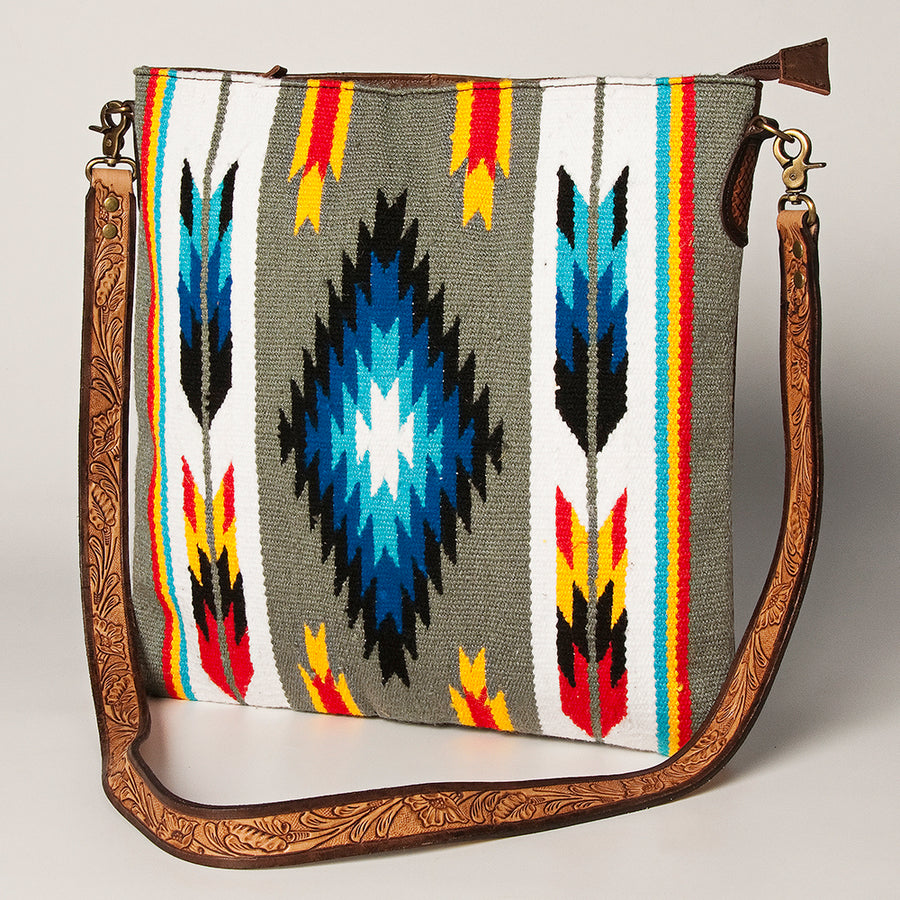 American Darling Large Cross body Bag Hand Woven Saddle Blanket Leather - Uhorse