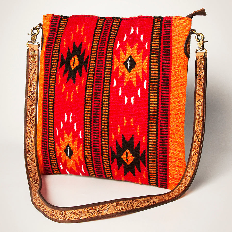 American Darling Large Cross body Bag Hand Woven Saddle Blanket Leather - Uhorse