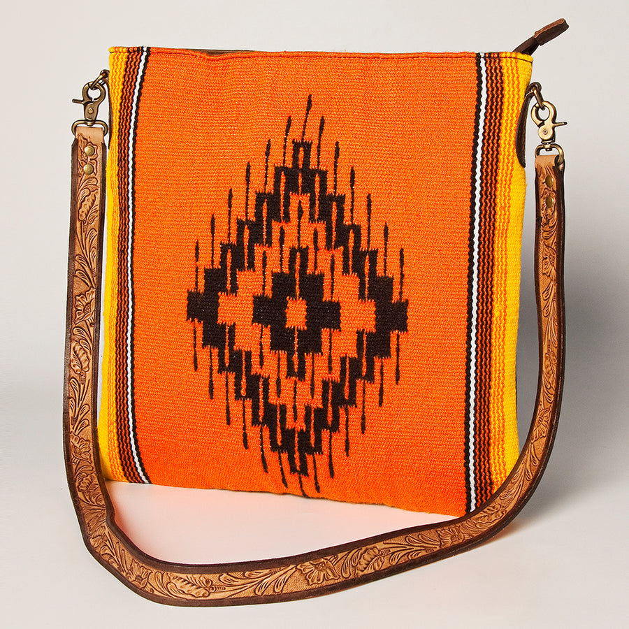American Darling Large Cross body Bag Hand Woven Saddle Blanket Leather - Uhorse