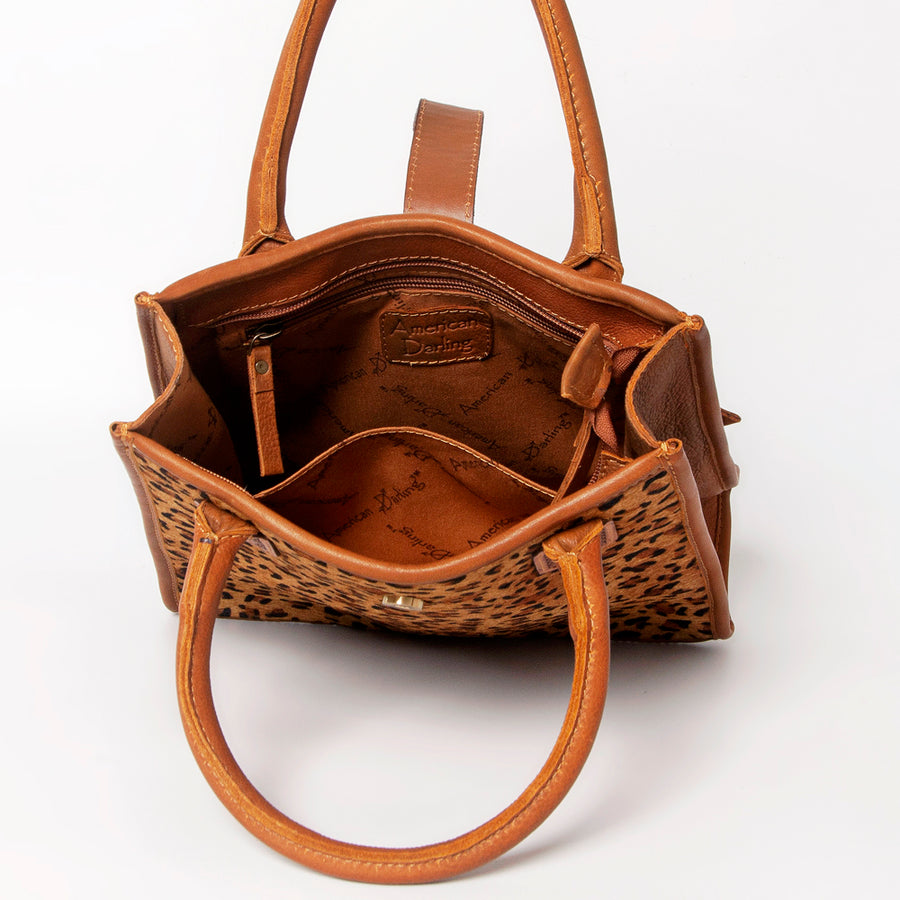 American Darling Tote Bag Hair-On Cowhide Vegetable-Tanned Genuine Leather Floral Carved Hand Tooled Tassels