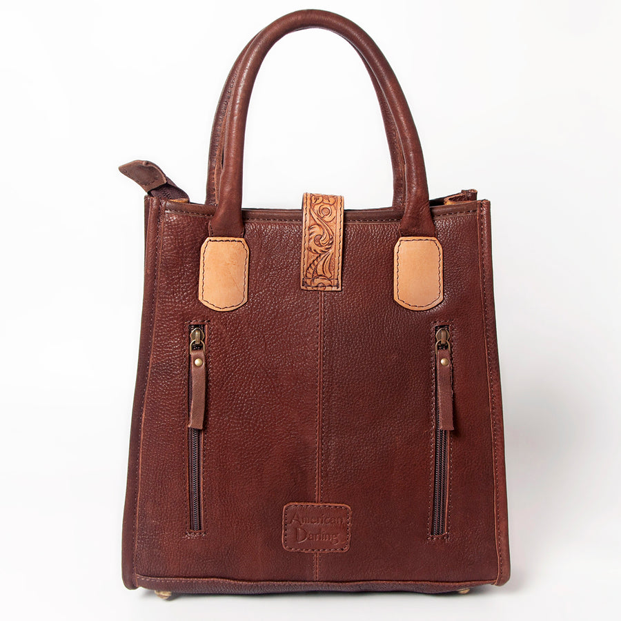 American Darling Tote Bag Hair-On Cowhide Vegetable-Tanned Genuine Leather Floral Carved Hand Tooled Tassels
