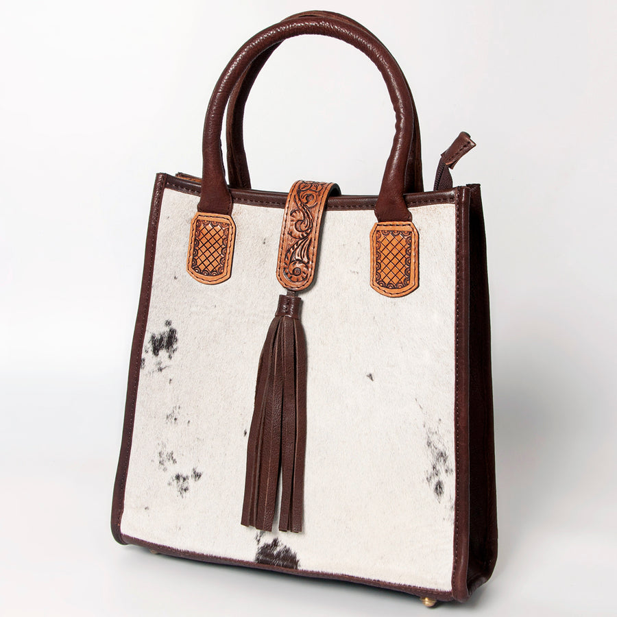 American Darling Tote Bag Hair-On Cowhide Genuine Leather Hand Tooled - Uhorse