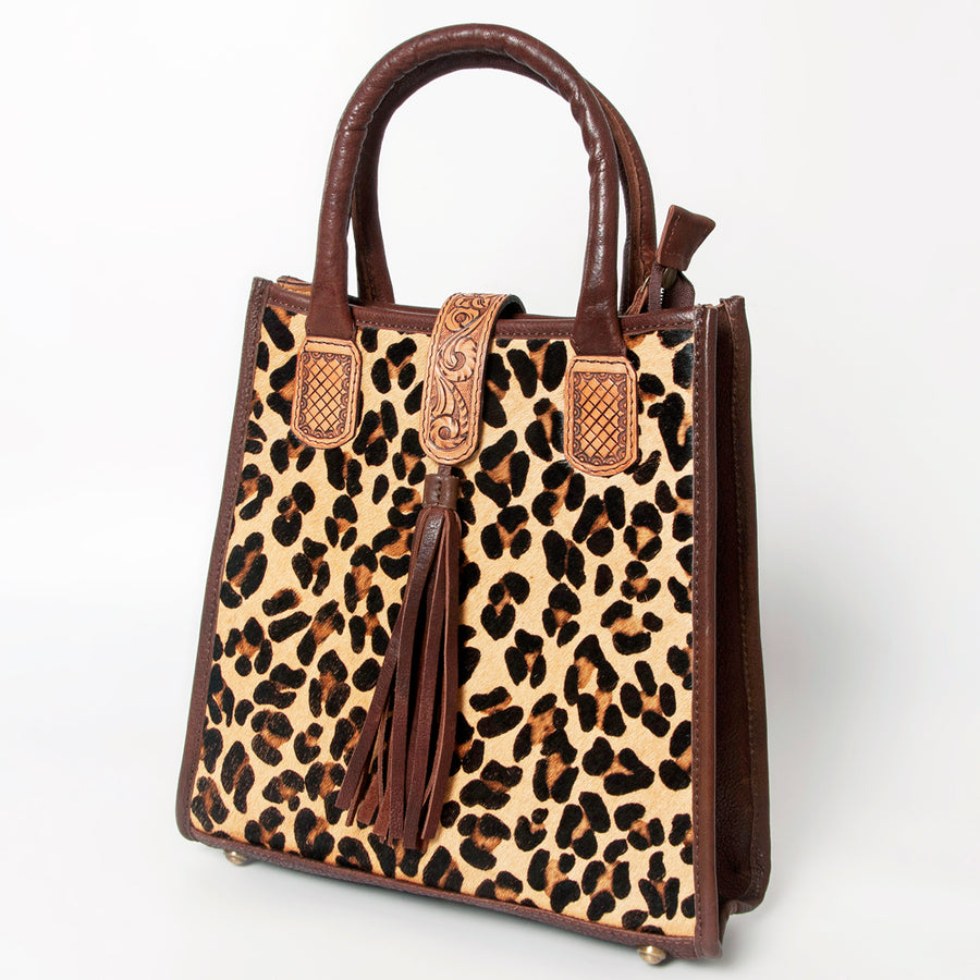 American Darling Tote Bag Hair-On Cowhide Genuine Leather Hand Tooled - Uhorse