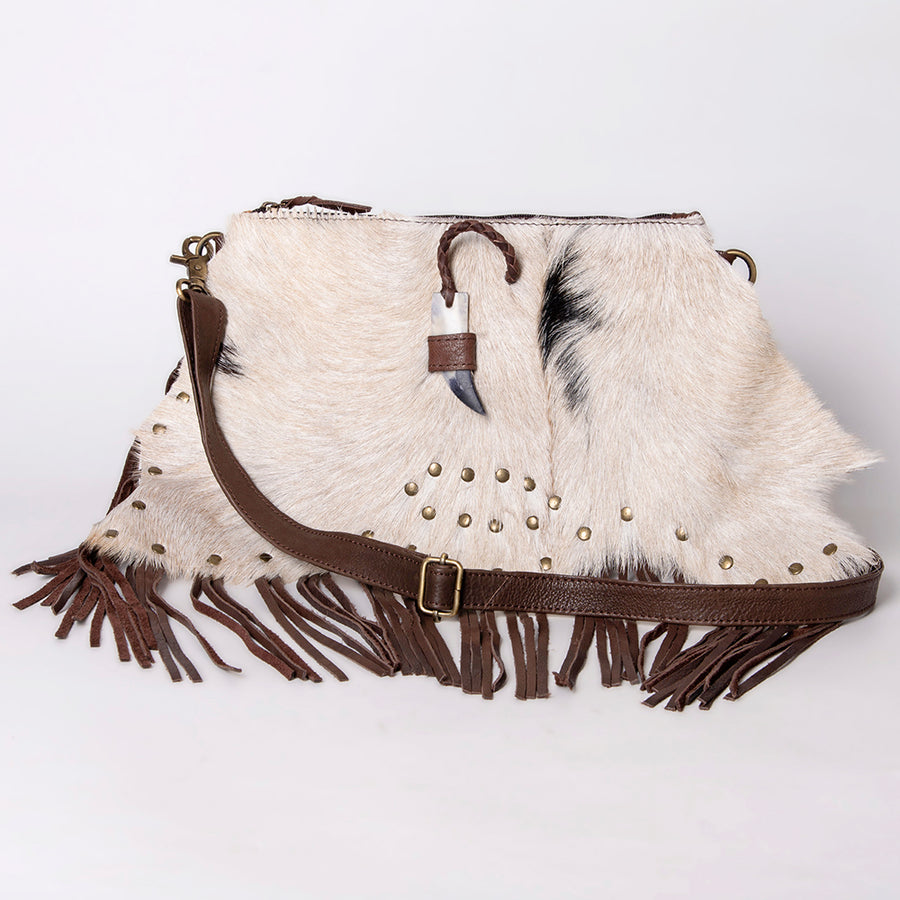 American Darling Hair-On Cowhide Small Cross body Bag - Fringed Western Leather Purse - Uhorse