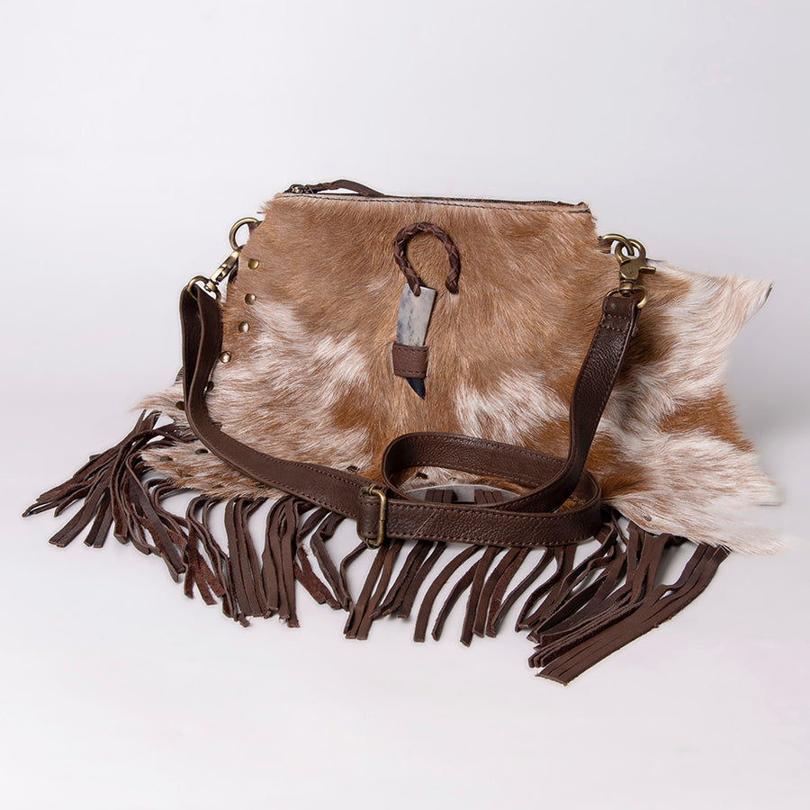 American Darling Hair-On Cowhide Cross body Bag - Braided Western Leather Purse - Uhorse