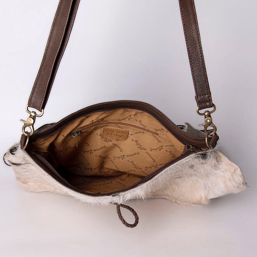 American Darling Large Cross body Bag Hair-On Cowhide Fringed Western Leather Purse with Rivets 14in x 14in
