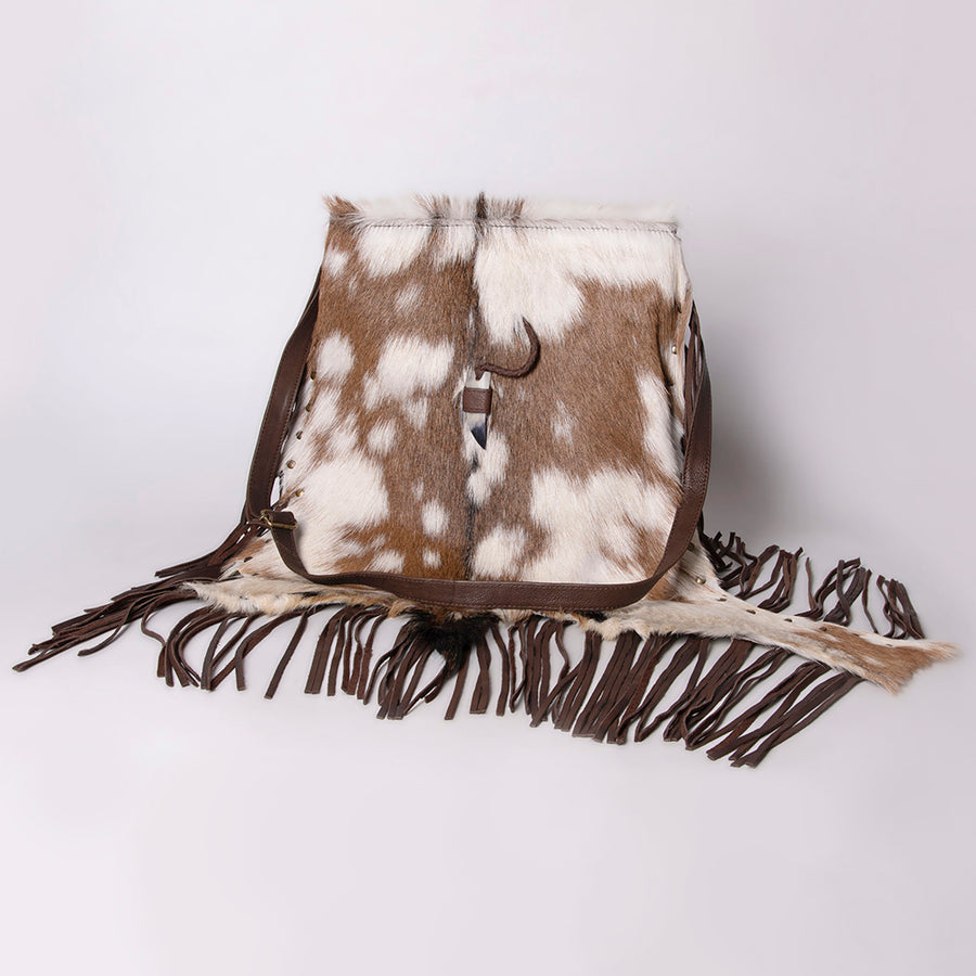 American Darling Hair-On Cowhide Large Cross body Bag - Fringed Western Leather Purse - Uhorse