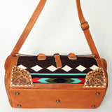 American Darling Duffel Saddle Blanket Hand Tooled Genuine Leather Western Women Bag | Handbag Duffle Weekend Travel Bags for