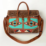 American Darling Duffel Saddle Blanket Hand Tooled Genuine Leather Western Women Bag | Handbag Duffle Weekend Travel Bags for