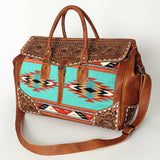 American Darling Duffel Saddle Blanket Hand Tooled Genuine Leather Western Women Bag | Handbag Duffle Weekend Travel Bags for