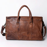 American Darling Duffel Saddle Blanket Hand Tooled Genuine Leather Western Women Bag | Handbag Duffle Weekend Travel Bags for