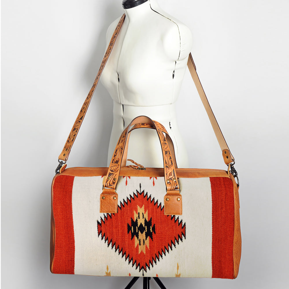 American Darling Duffel Saddle Blanket Genuine Leather Western Women Bag | Handbag Duffle Weekend Travel Bags for