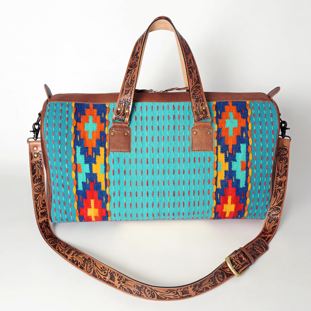 American Darling Duffel Saddle Blanket Genuine Leather Western Women Bag | Handbag Duffle Weekend Travel Bags for