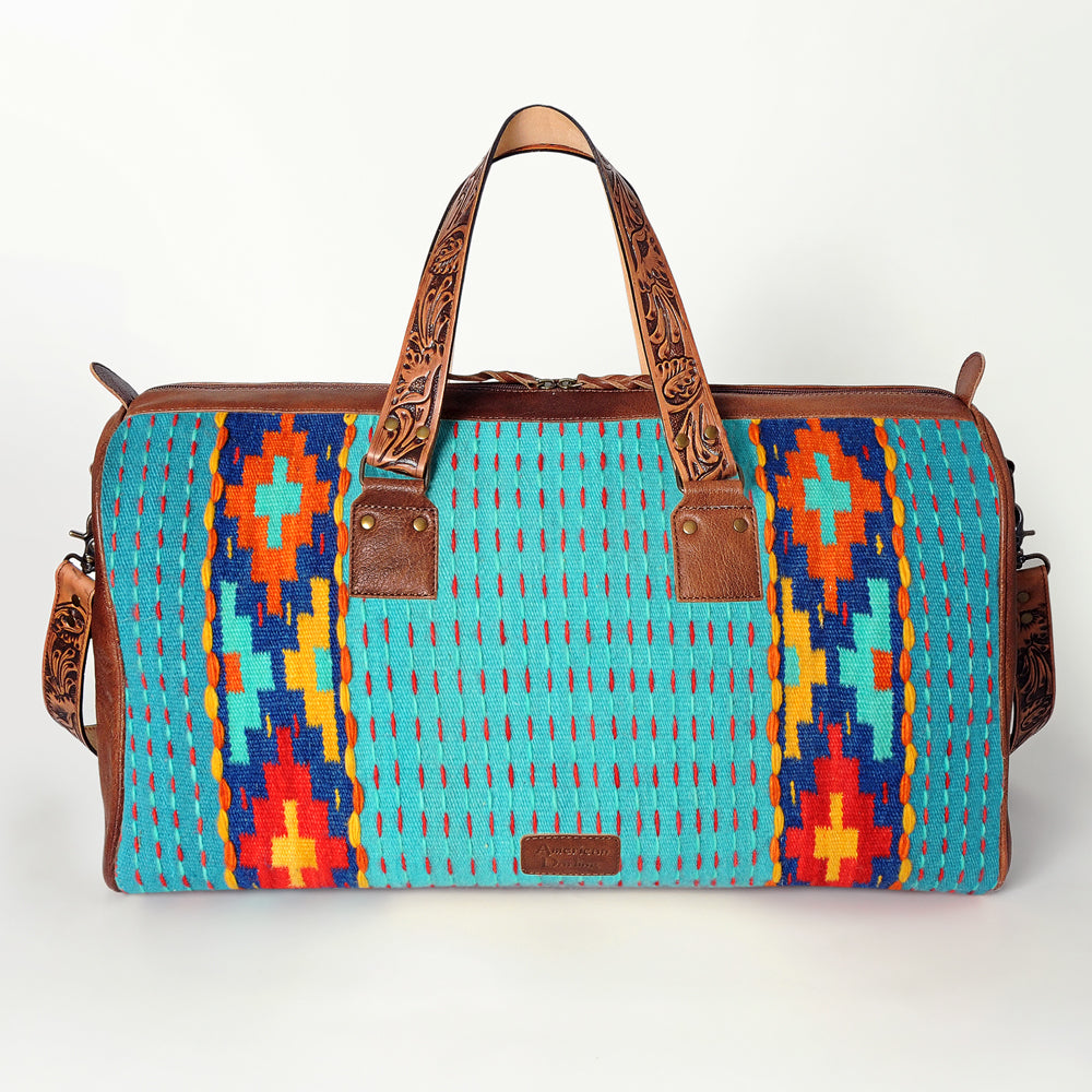 American Darling Duffel Saddle Blanket Genuine Leather Western Women Bag | Handbag Duffle Weekend Travel Bags for