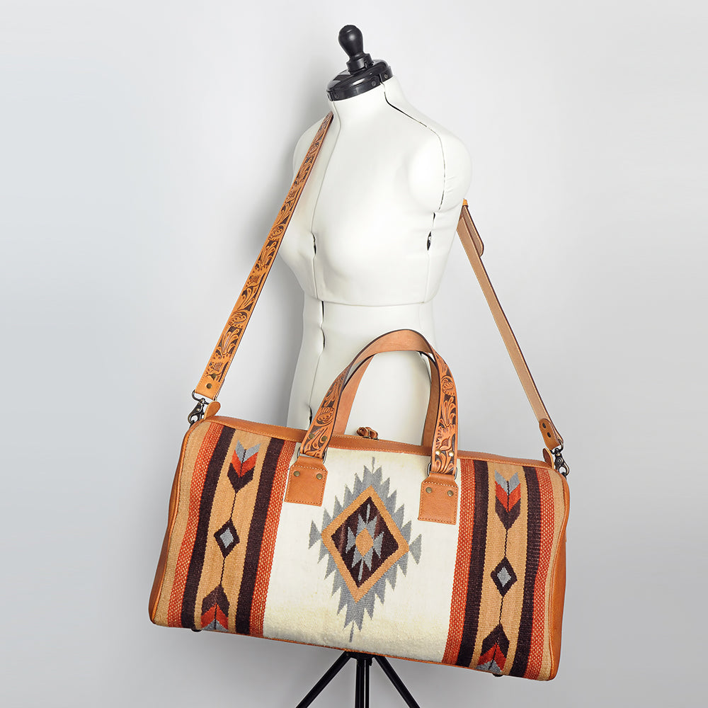 American Darling Duffel Saddle Blanket Genuine Leather Western Women Bag | Handbag Duffle Weekend Travel Bags for