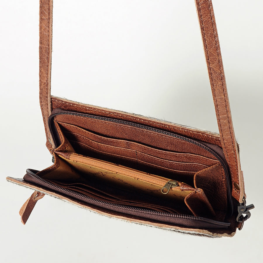 American Darling Small Cross body Bag for Women, Hair-On Cowhide, Rivetted Genuine Leather Western Purse, YKK Zipper