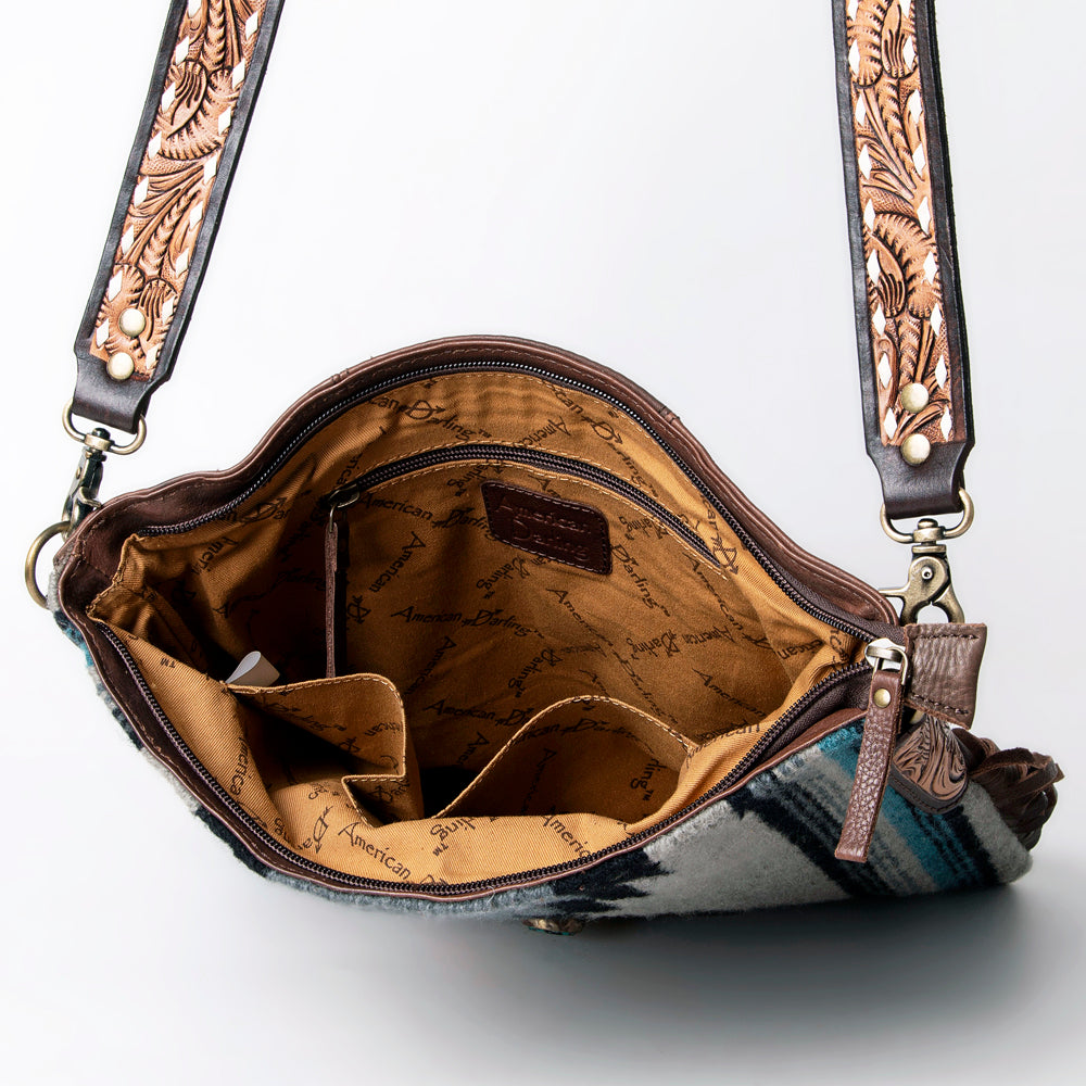 American Darling Large Crossbody Hand Tooled Saddle Blanket Genuine Leather Western Women Bag Handbag Purse | Cute