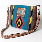 American Darling Messenger Saddle Blanket Fabric Genuine Leather Western Women Bag Handbag Purse | Cute