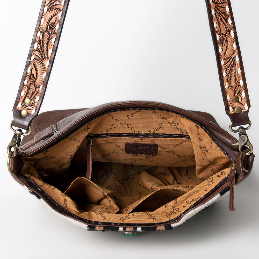 American Darling Messenger Saddle Blanket Fabric Genuine Leather Western Women Bag Handbag Purse | Cute