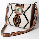 American Darling Messenger Saddle Blanket Fabric Genuine Leather Western Women Bag Handbag Purse | Cute