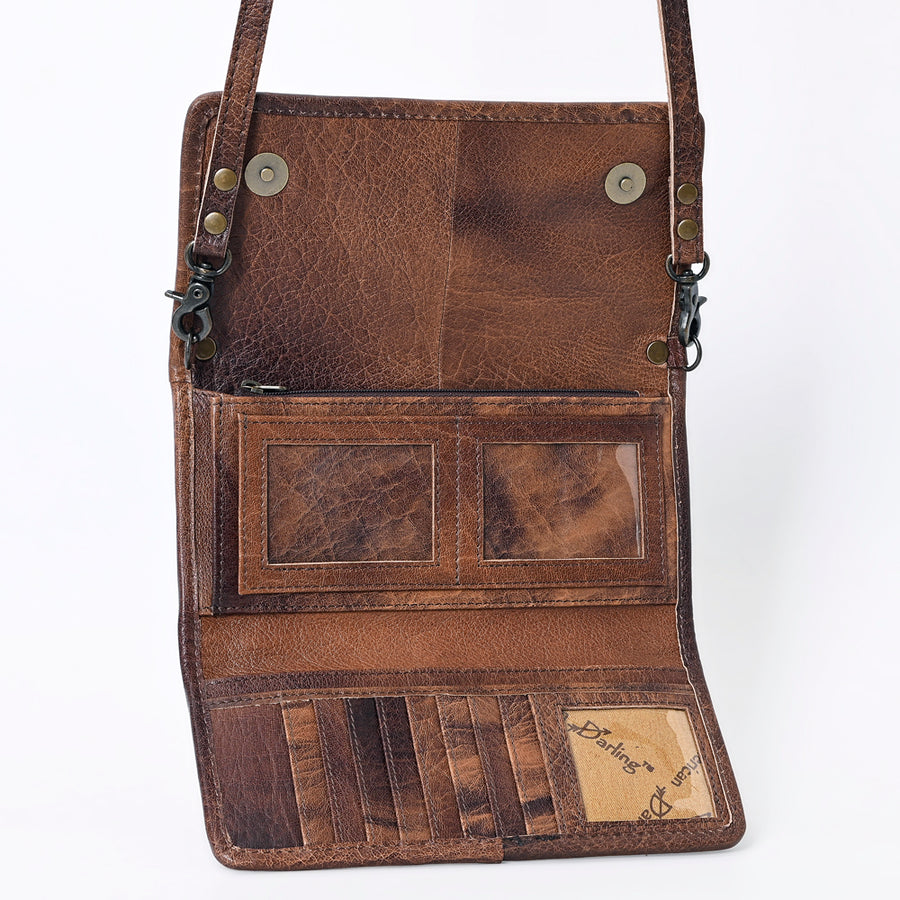 American Darling Wallet for Women, Hair-On Cowhide, Genuine Western Leather, Well-Compartmentalized Clutch with YKK Zipper