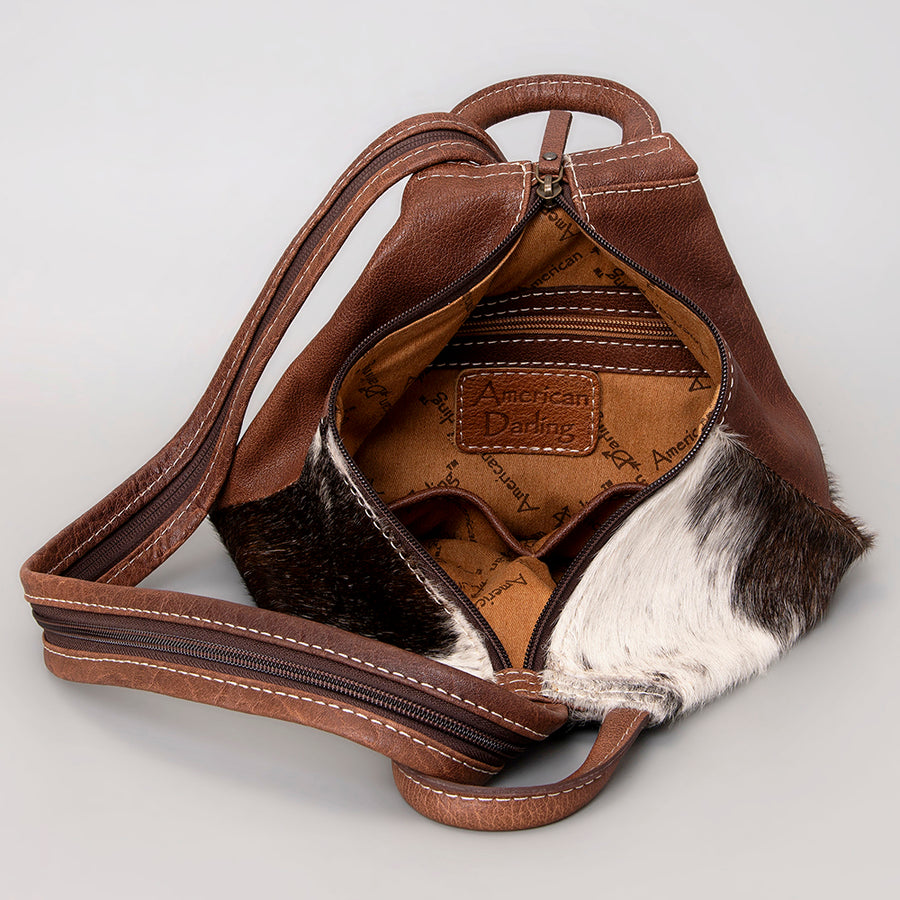 American Darling Backpack Genuine Leather Hand Tooled Floral Hair-On Cowhide Buck-Stitched 12in x 11in x 4in