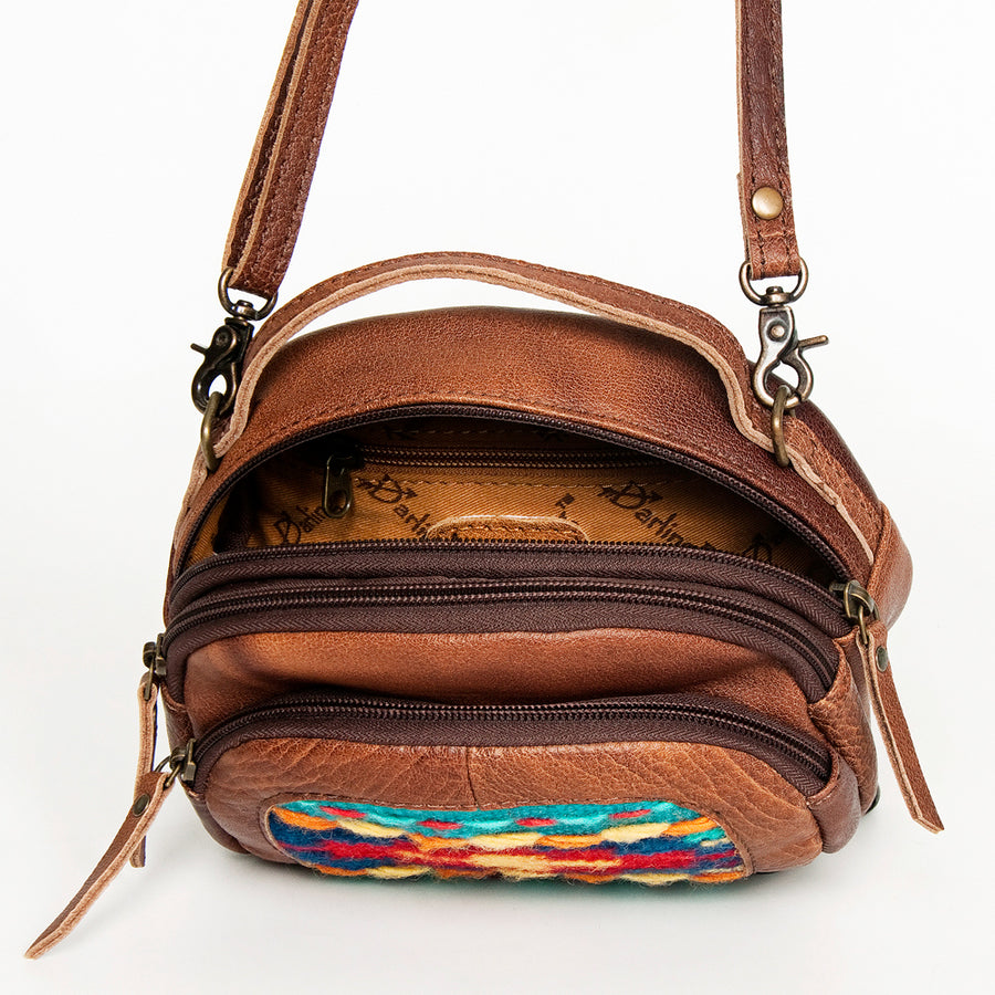 American Darling Cross body Bag, Handcrafted Woven Genuine Leather, Vegetable Tanned Western Purse with YKK Zipper