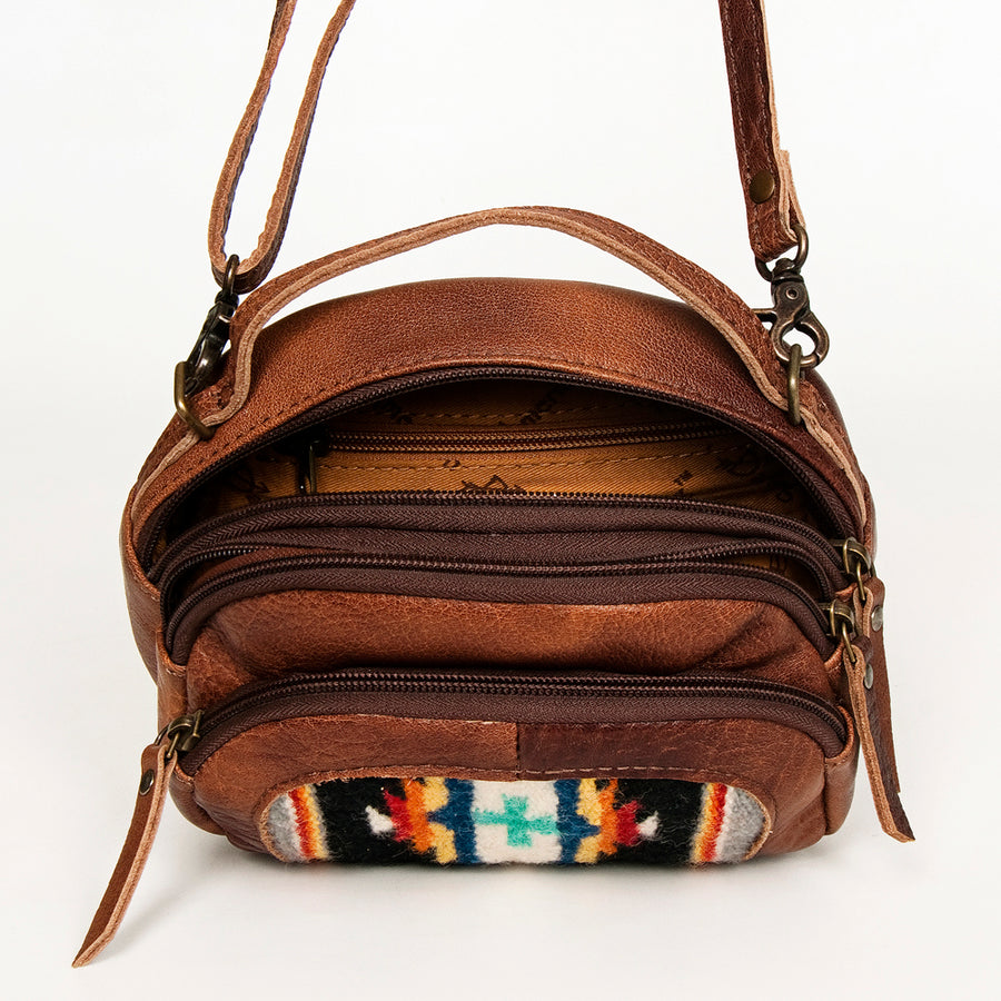 American Darling Cross body Bag, Handcrafted Woven Genuine Leather, Vegetable Tanned Western Purse with YKK Zipper