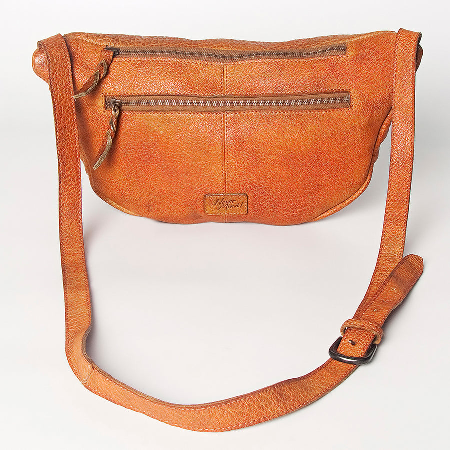 Never Mind Nmbgz122A Fanny Pack Vintage Handmade Genuine Cowhide Leather Women Bag Western Handbag Purse