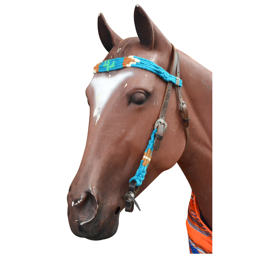 HILASON Western Wool Hand Tooled Headstall Turquoise and white - Uhorse