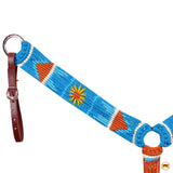 HILASON Sun Western Wool Breast Collar Headstall Set Tack Set Turquoise & Brown