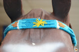 HILASON Sun Western Wool Breast Collar Headstall Set Tack Set Turquoise & Brown